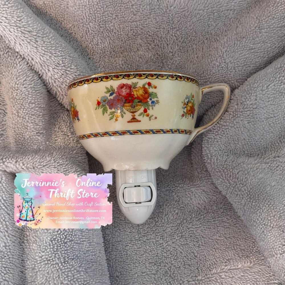 Handcrafted Johnson Brothers Floral Bouquet Teacup Night Light